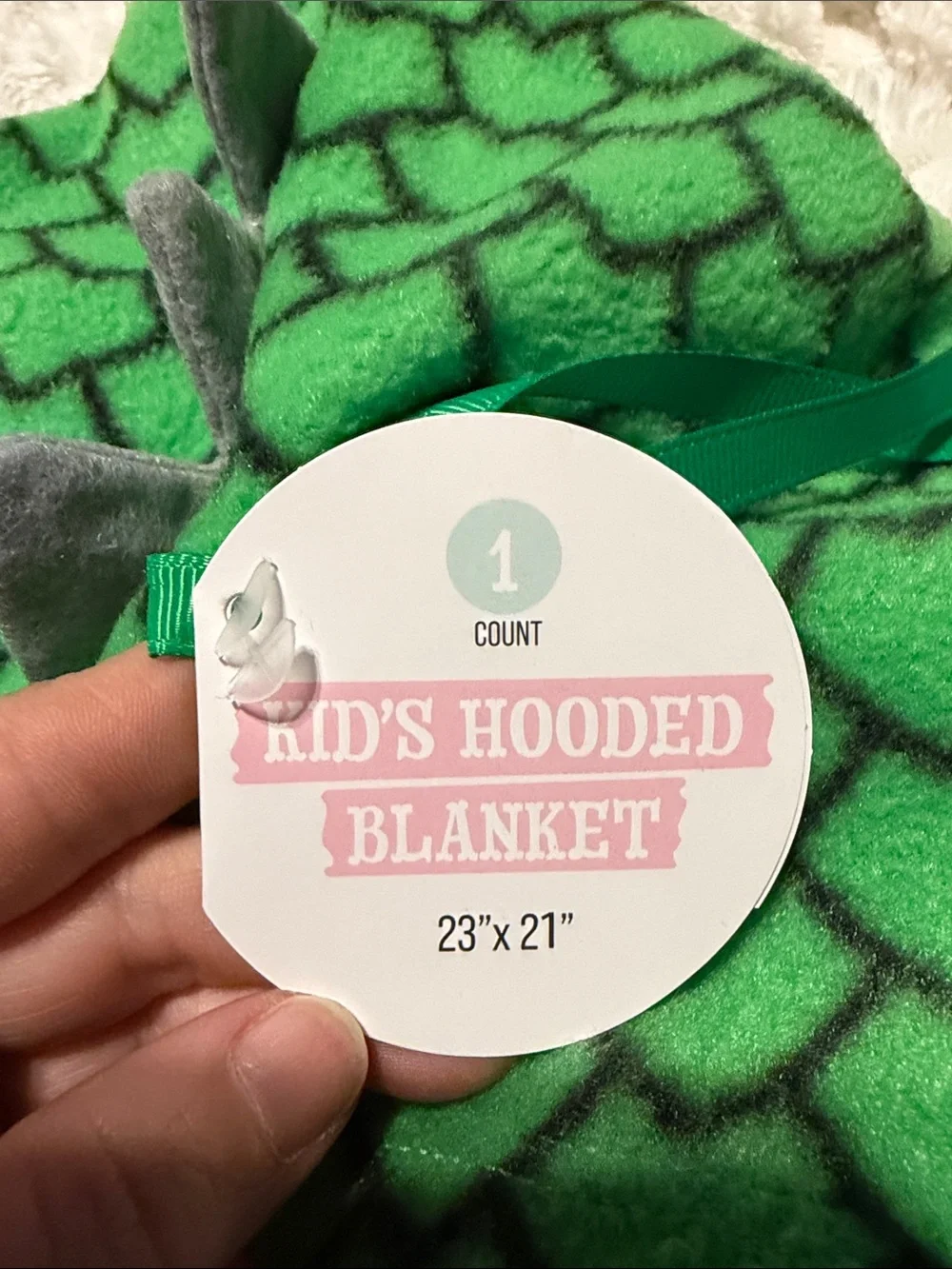 Green Scale Hooded Kids Poncho